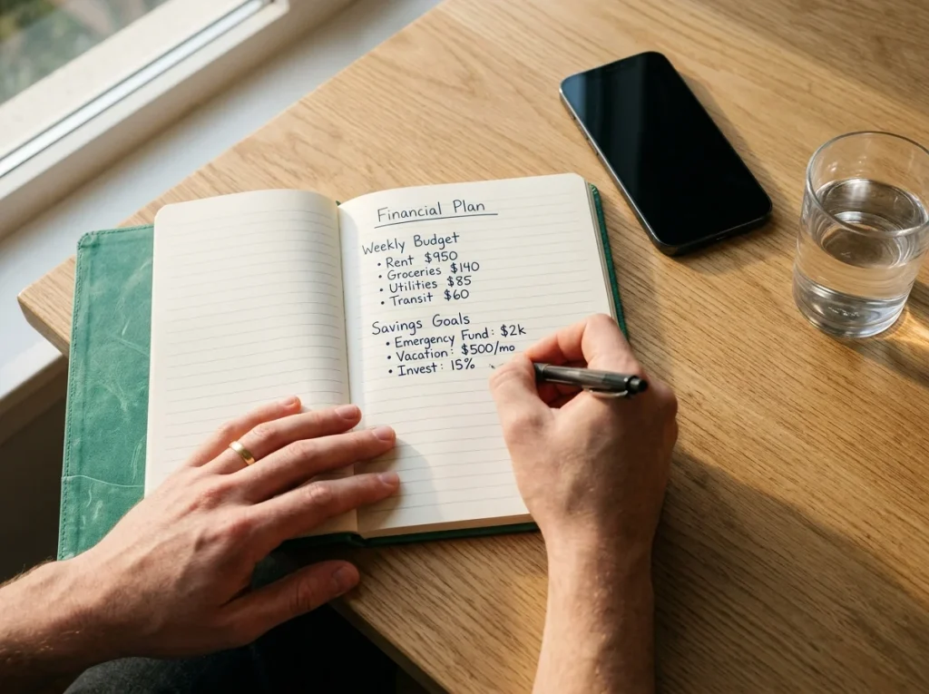 Player setting a deposit limit in a notebook before opening the Payz wallet for a casino session