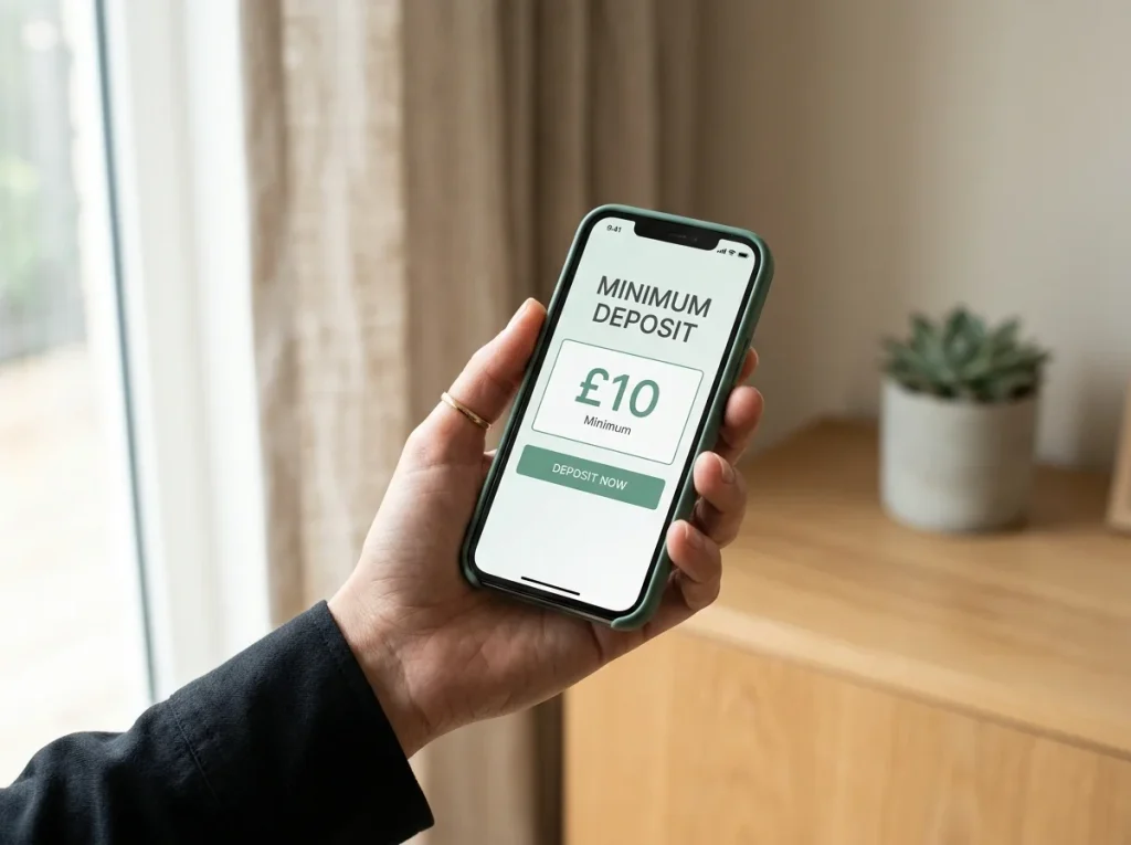 UK casino cashier showing minimum deposit thresholds for Payz e-wallet