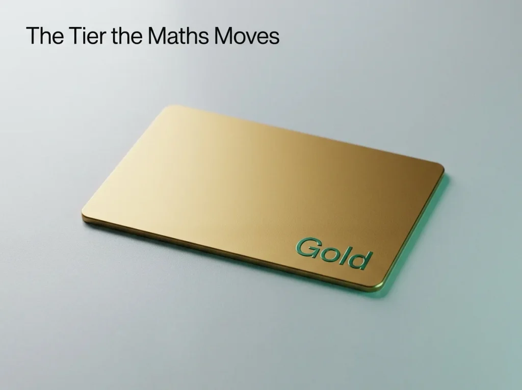 Payz Gold tier wallet card on a desk illustrating the lowered FX rate for UK casino play