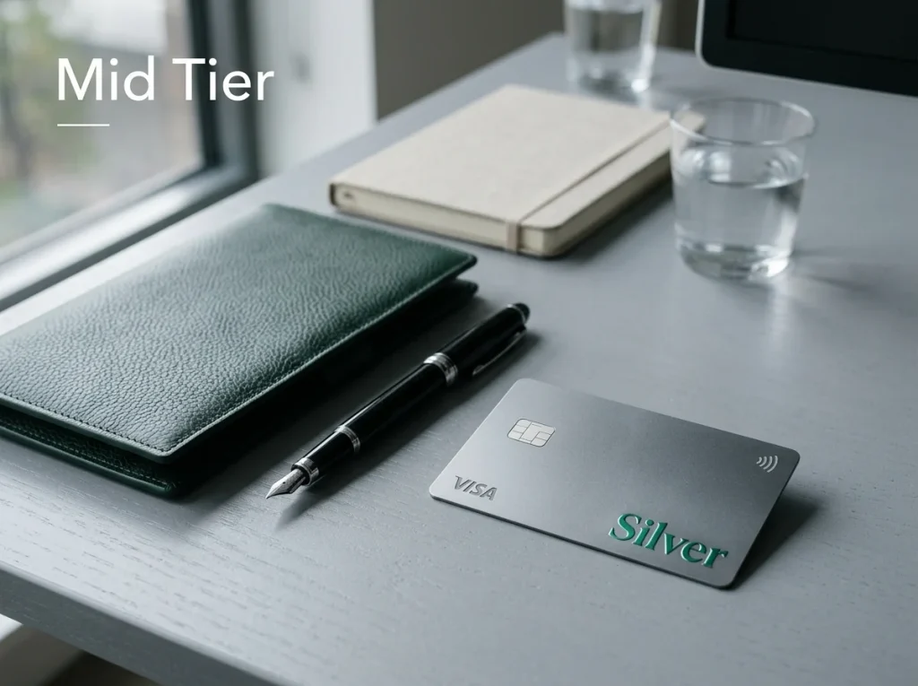 Payz Silver tier wallet card on a desk during a tier upgrade verification step