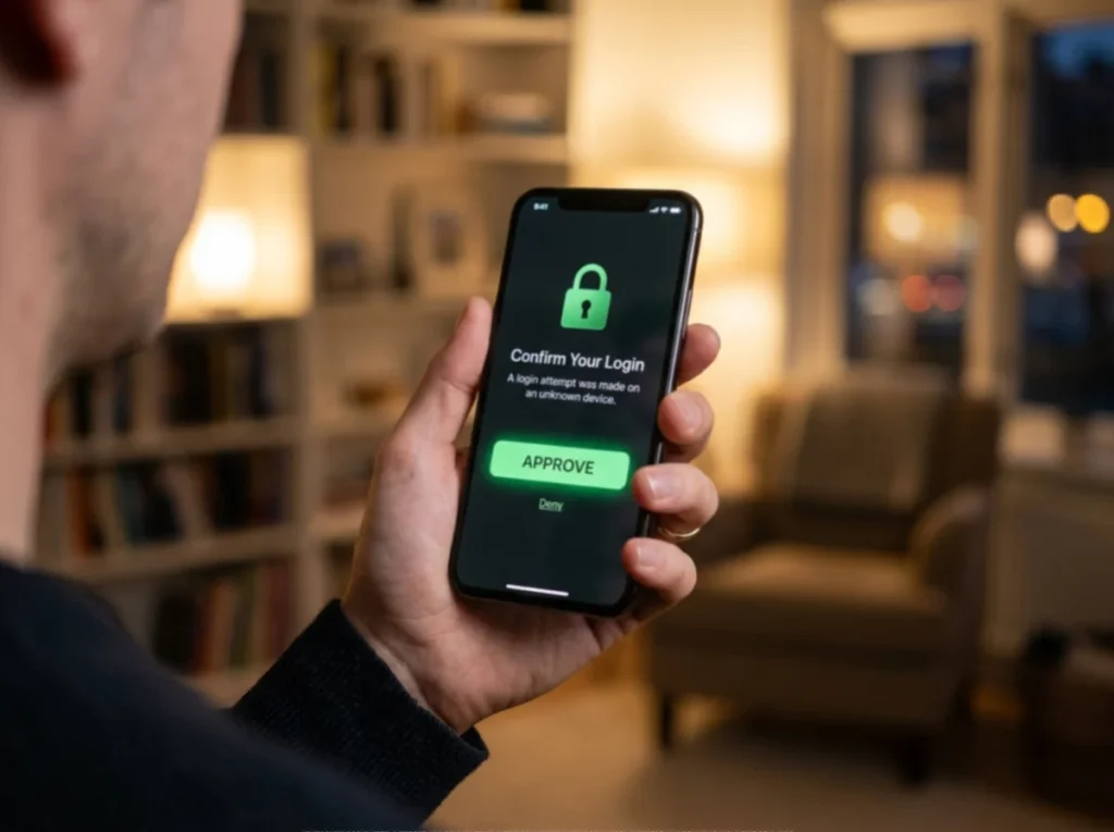 Two-factor authentication approval prompt on a Payz mobile wallet app