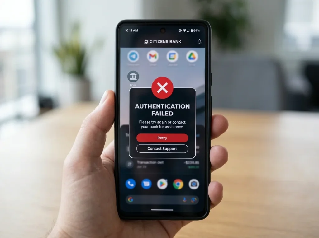 Phone showing a 3D Secure authentication failure screen with a UK bank app open in the background